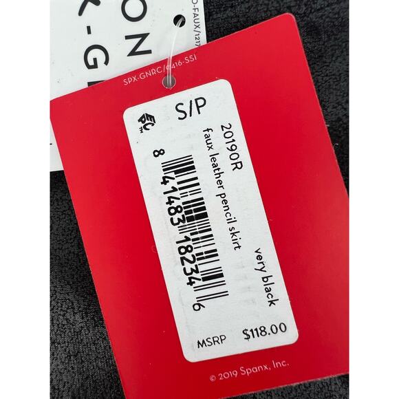 SPANX Faux Leather Pencil Skirt Black Contouring Waistband Size Small NEW!!! - Picture 5 of 8